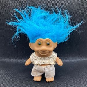 T.N.T 1991 - 5" Troll Doll In a Boho Outfit/Blue Hair
